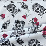 100% Cotton - Skulls & Roses - £6.00 Per Metre - Sold by Half Metre