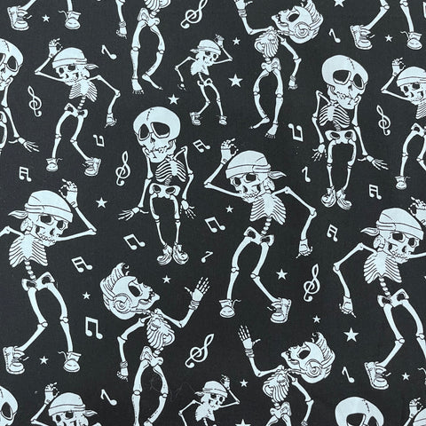 100% Cotton - Dancing Skeletons - £10.00 Per Metre - Sold by Half Metre