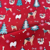 100% Cotton (Craft) - Christmas Dogs & Trees -  Sold by Half Metre