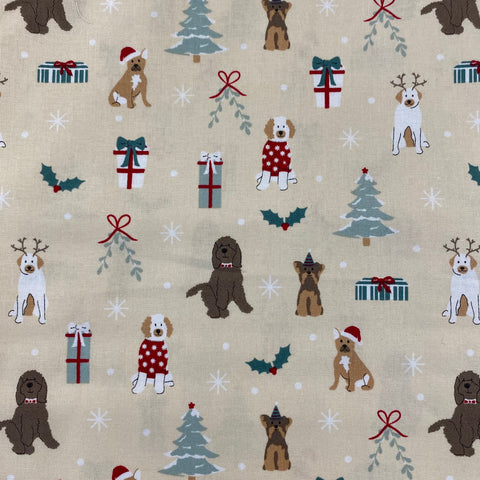 Remnant 121002 0.95m 100% Cotton Festive Dogs - 112cm Wide