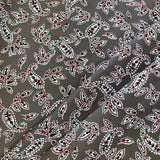 Stretch Cotton Sateen - Paisley Leaves - Brown - £7.50 Per Metre - Sold By Half Metre