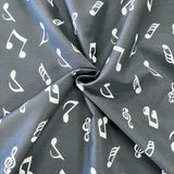 100% Cotton - Music Notes - Black - £6.50 Per Metre - Sold by Half Metre