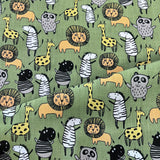 Polycotton Children's Print - Happy Animals - Green - £3.00 Per Metre -  Sold by Half Metre