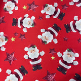 Christmas Jersey - Santa & Stars - £8.00 Per Metre - Sold By Half Metre