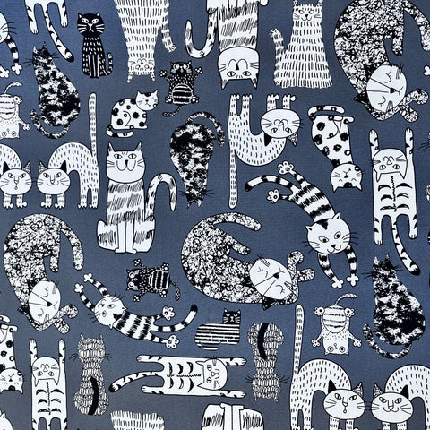 100% Cotton - Funky Cats - £6.50 Per Metre - Sold by Half Metre