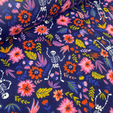 Halloween Polycotton Print - Skeleton Floral  - £3.00 Per Metre - Sold by Half Metre