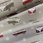 Linen Look - VW Camper Van - £15.00 Per Metre - Sold By Half Metre