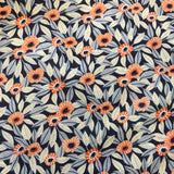 Polycotton Print - Poppies on Blue Leaves - £3.00 Per Metre - Sold by Half Metre