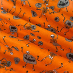 Halloween Polycotton Print - Pumpkin Skeleton - Orange - £3.00 Per Metre - Sold by Half Metre