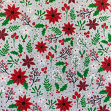 Christmas Polycotton Prints - Poinsettia - Select Colour -  £3.00 Per Metre - Sold by Half Metre