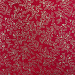 100% Cotton  - Christmas - Metallic Holly Leaves Outline - Select Colour - £8.50 Per Metre - Sold by Half Metre