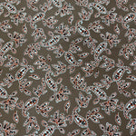 Stretch Cotton Sateen - Paisley Leaves - Brown - £7.50 Per Metre - Sold By Half Metre