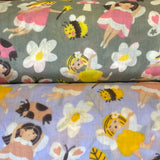 Polycotton Children's Print - Cute Fairies - Select Colour - £3.00 Per Metre - Sold by Half Metre