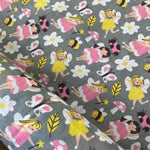 Polycotton Children's Print - Cute Fairies - Select Colour - £3.00 Per Metre - Sold by Half Metre