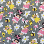 Polycotton Children's Print - Cute Fairies - Select Colour - £3.00 Per Metre - Sold by Half Metre