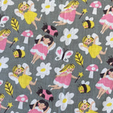 Polycotton Children's Print - Cute Fairies - Select Colour - £3.00 Per Metre - Sold by Half Metre