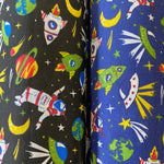 Polycotton Children's Print - Rocket Man - Select Colour - £3.00 Per Metre - Sold by Half Metre