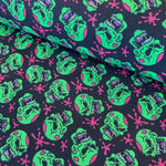 Halloween Polycotton Print  - Dead Funny - Green - £3.00 Per Metre - Sold by Half Metre