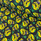 Halloween Polycotton Print  - Dead Funny - Yellow - £3.00 Per Metre - Sold by Half Metre