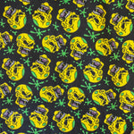 Halloween Polycotton Print  - Dead Funny - Yellow - £3.00 Per Metre - Sold by Half Metre