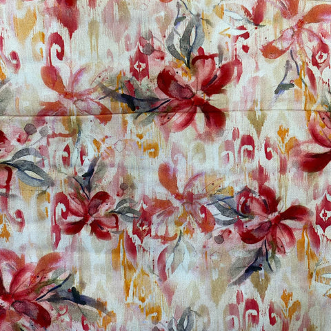 Remnant 290724 0.85m Viscose  - Blurred Floral Pinks - 150cm Wide approx