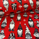 Christmas Brushed French Terry Jersey - Red Gnomes  - £14.50 Per Metre - Sold By Half Metre