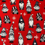 Christmas Brushed French Terry Jersey - Red Gnomes  - £14.50 Per Metre - Sold By Half Metre