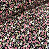 Fine Needlecord - Ditsy Floral - Dusky Pink/Black - Sold by Half Metre