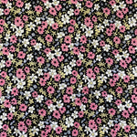 Fine Needlecord - Ditsy Floral - Dusky Pink/Black - Sold by Half Metre