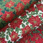 100% Cotton - Christmas - Poinsettia - Select Colour - £8.50 Per Metre - Sold by Half Metre