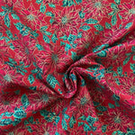 100% Cotton - Christmas - Poinsettia - Select Colour - £8.50 Per Metre - Sold by Half Metre