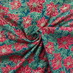 100% Cotton - Christmas - Poinsettia - Select Colour - £8.50 Per Metre - Sold by Half Metre