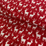 100% Cotton  - Christmas - Little Reindeer - Red - £8.50 Per Metre - Sold by Half Metre