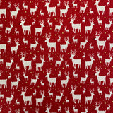 100% Cotton  - Christmas - Little Reindeer - Red - £8.50 Per Metre - Sold by Half Metre