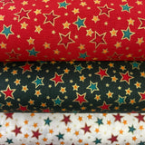 100% Cotton  - Christmas - Multi Star - Select Colour - £8.50 Per Metre - Sold by Half Metre