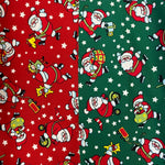 100% Cotton Poplin  - Christmas - Playful Santa - Select Colour - £6.50 Per Metre - Sold by Half Metre