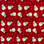 Christmas Polycotton Prints - Snowmen Red  - £3.00 Per Metre - Sold by Half Metre