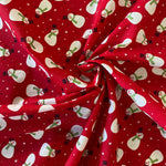 Christmas Polycotton Prints - Snowmen Red  - £3.00 Per Metre - Sold by Half Metre