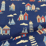 Cotton Canvas - Beach Hut Blues - £10.50 Per Metre - Sold By Half Metre