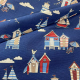 Cotton Canvas - Beach Hut Blues - £10.50 Per Metre - Sold By Half Metre