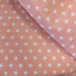 Remnant 111107 1.6m Polycotton Pink star - 112cm Wide approx