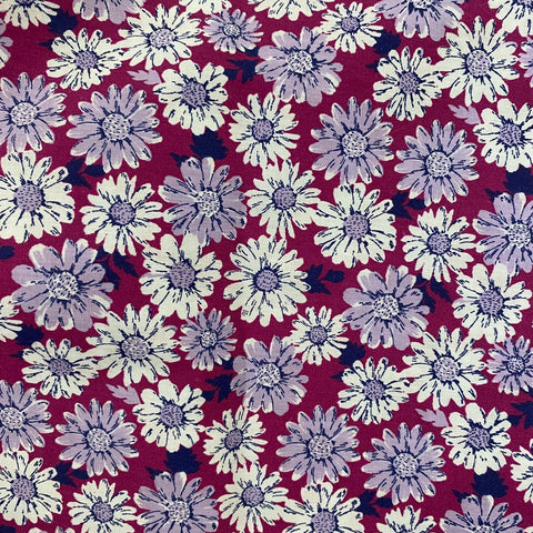 Remnant 021125 0.5m Polycotton Print - Sketch Flowers - Fuschia 112cm wide approx