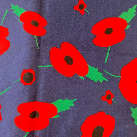 Remnant 021104 0.35m 100% Cotton Poppy Navy  - 112cm Wide approx