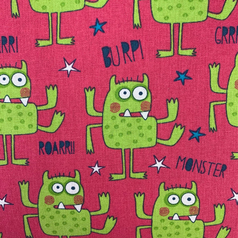 100% Cotton (Craft) - Monsters - Cerise - Sold by Half Metre