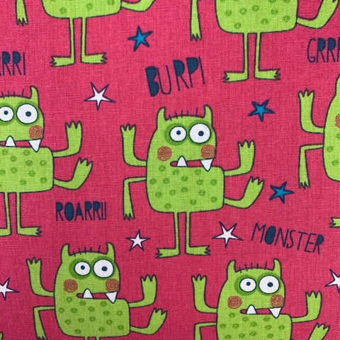 Remnant 240724 2.3m 100% Cotton  - Monsters - 114cm Wide approx