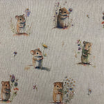 Linen look - Field Mice - £10.50 Per Metre - Sold By Half Metre