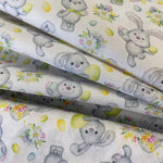 100% Cotton  - Cute Easter Bunny - £9.00 per metre - Sold by half metre