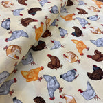 100% Cotton  - Pecking Chickens - £10.00 per metre - Sold by half metre