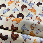 100% Cotton  - Pecking Chickens - £10.00 per metre - Sold by half metre