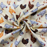 100% Cotton  - Pecking Chickens - £10.00 per metre - Sold by half metre